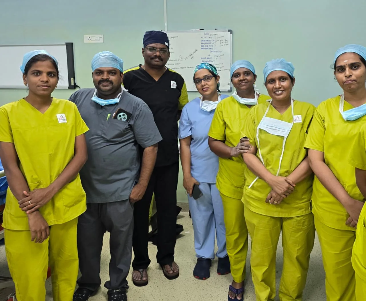 Dr. J. Saravanan with the complete surgical team